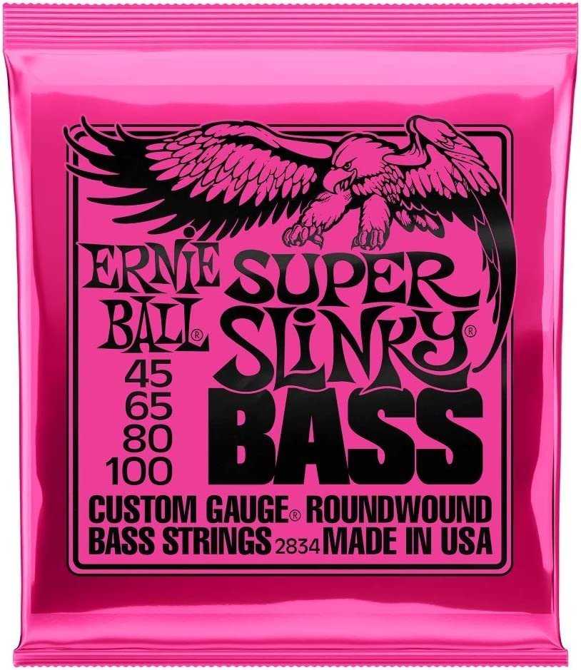 Ernie Ball Super Slinky Nickel Wound Bass Guitar Strings, 45-100 Gauge (P02834)