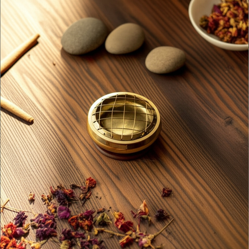 Brass Screen Charcoal Burner 3" diameter- Incense Burner, Resin Burner, Charcoal burning, Altar Decor, Cleansing, Altar tool, Purification