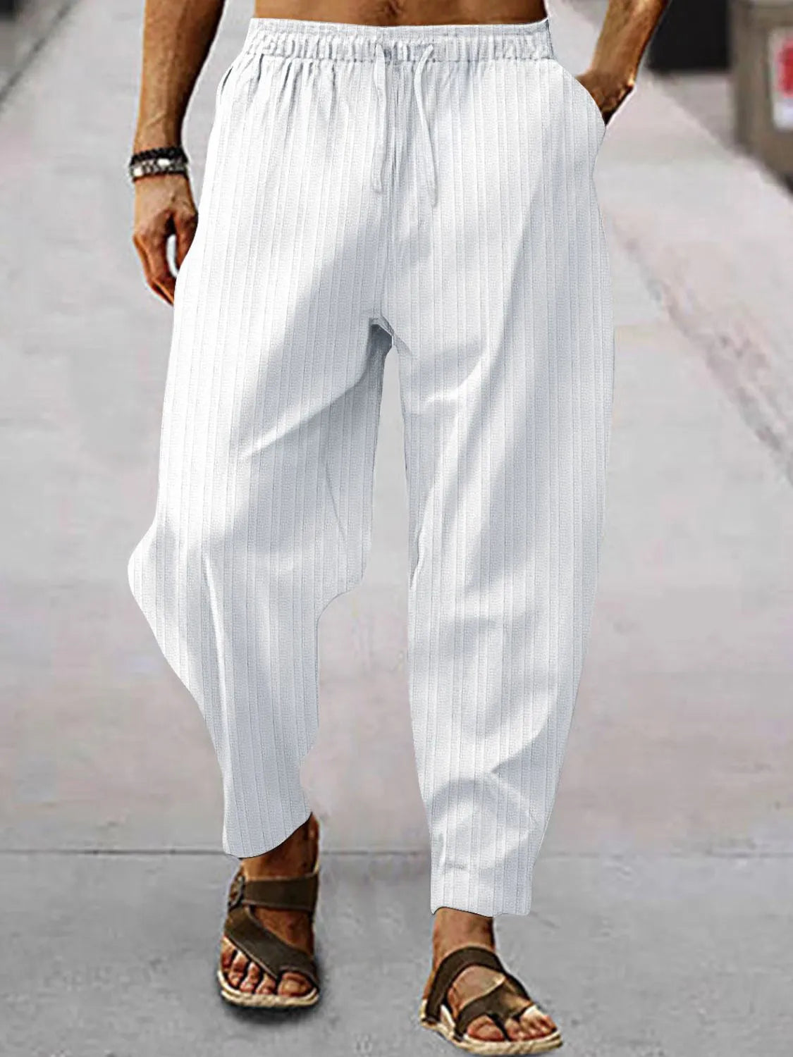 Men's Full Size Drawstring Pants with Pockets Plus Size