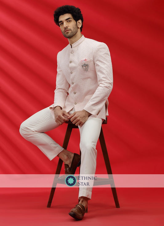 Pink Color Wedding Wear Jodhpuri Suit