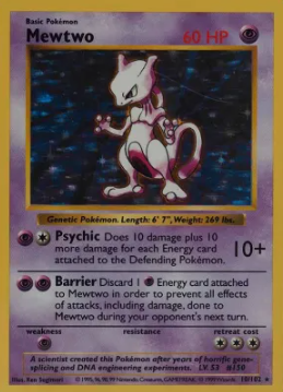 1999 Pokemon Base Set Shadowless Holo Mewtwo