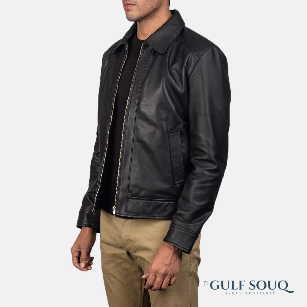 Inferno Black Leather Jacket Genuine - The Gulf Souq