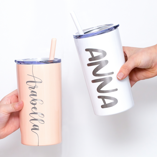 Personalized Kids Stainless Steel Tumblers w/ Straw – Joyful Moose