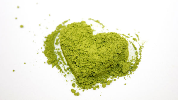 Matcha Powder in the shape of a heart