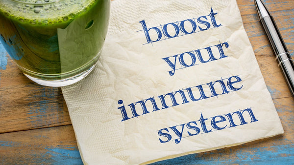 Matcha next to a sign saying 'Boost Your Immune System'