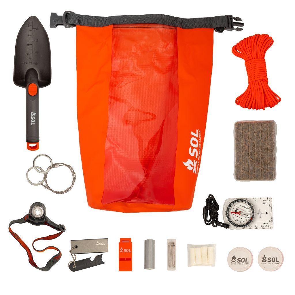 S.O.L. Survive Outdoors Longer Scout Emergency Survival Kit w/ Blanket,  Compass, Whistle & Fire Starter