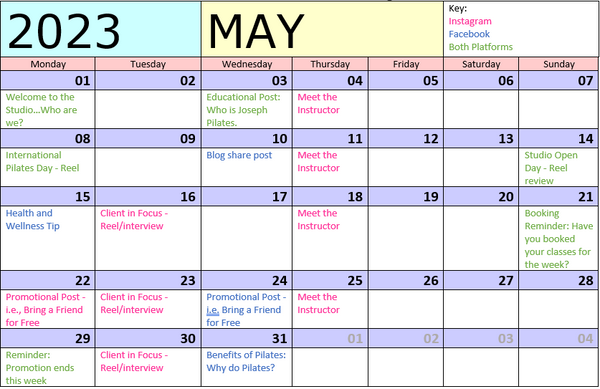 Social Media Content Calendar