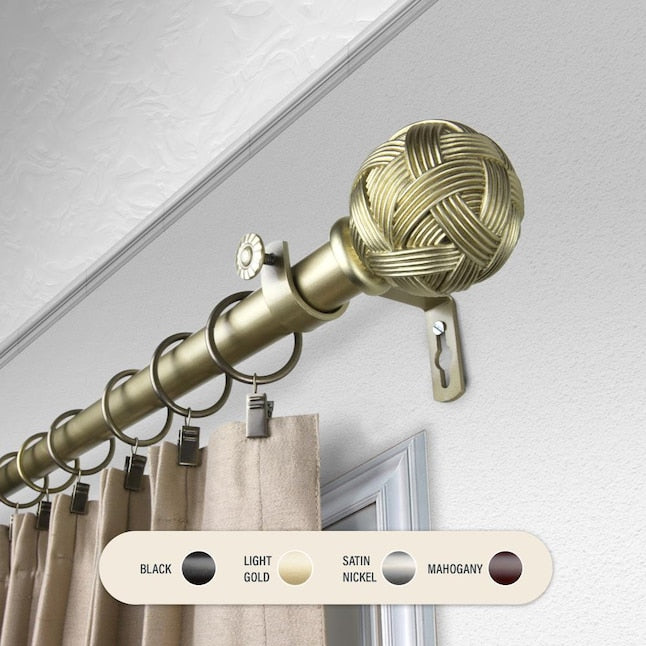 Hart &amp; Harlow 1-in Travis 120-in To 170-in Light Gold Steel Single Curtain Rod