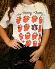 Rolling Stones Auburn Tigers Multi Lick White Tee - shoplivylu