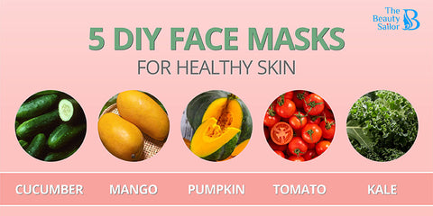 "5 Diy Face Masks For Healthy Skin-CUCUMBER, MANGO, Pumpkin, Tomato, KALE"