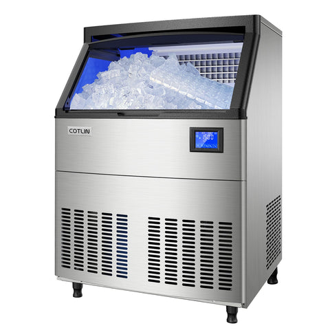 COTLIN 22" 300LBS/24H Adjustable Ice Cube Thickness Air Cooled Stainless Steel  Commercial Ice Maker T50A