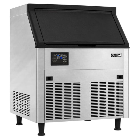OUTBID 26" 200LBS/24H Air Cooled Freestanding Stainless Steel Undercounter Ice Machine with 90 LBS Bin UIM516
