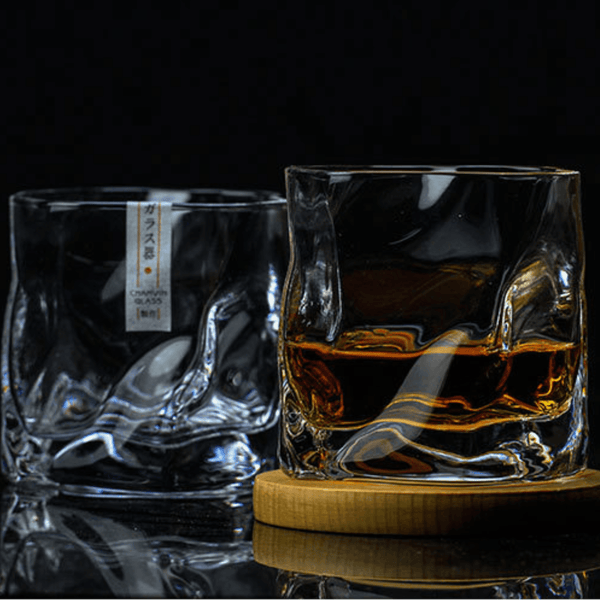 Japanese Whisky Lover's Glass with Wood Base •