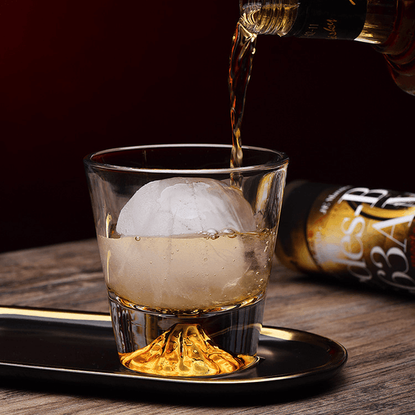 Japanese Whisky Lover's Glass with Wood Base •