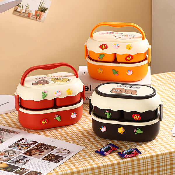 Convenient Insulated Lunch Box, European Design Elliptical Shape, Leakproof  And Sealed, Double-layered, Adult Bento Box, Microwave-safe, 1pc