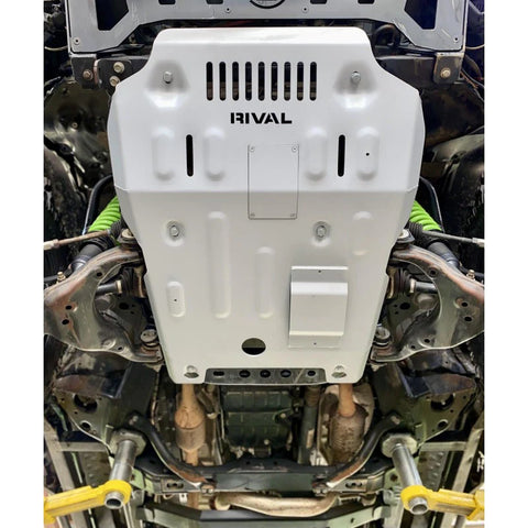 Radiator and Engine Skid plate mounted on Tacoma to show how well it is bolted
