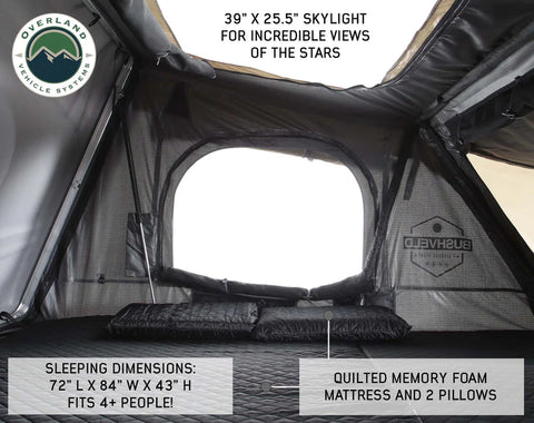 OVS Bushveld tent interior showing memory foam and sleeping dimensions