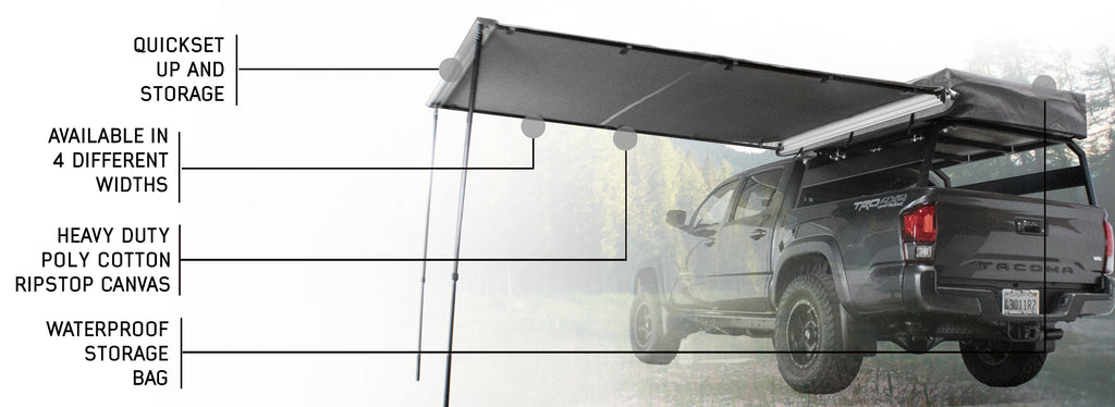 Nomadic Awning 2.5 - 8.0 Ft. With Black Cover Features