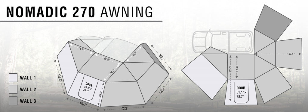 Nomadic Awning 270 Awning & Walls Specifications