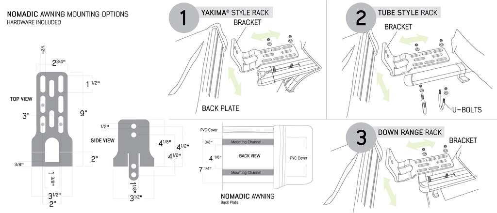 Nomadic Awning 180 With Zip In Wall Mounting Options