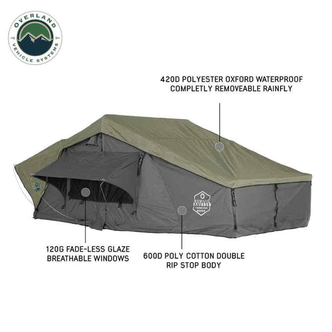 OVS Nomadic 4 extended roof top tent waterproofing, rainfly and mesh windows details