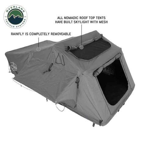 overland vehicle systems nomadic 4 extended roof top tent skylight window in mesh