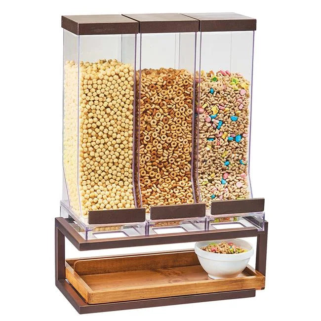 10 ltr Countertop Cereal Dispenser with 3 Containers - Bronze - 18 x 10 x 24 in.