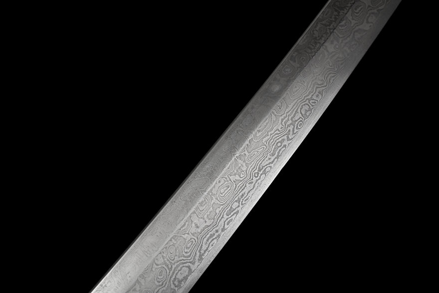 Patterned Steel Katana With White Scabbard, Multiple-refining Pattern Steel