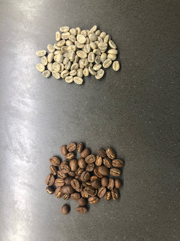 Colombia green and roasted beans