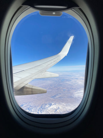 Window seat view out airplane