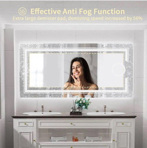 Say goodbye to foggy reflections with the advanced anti-fog technology of our LED Smart Mirror. Enjoy clear visibility even during steamy showers, ensuring a hassle-free and crystal-clear grooming experience. See yourself clearly, every time.