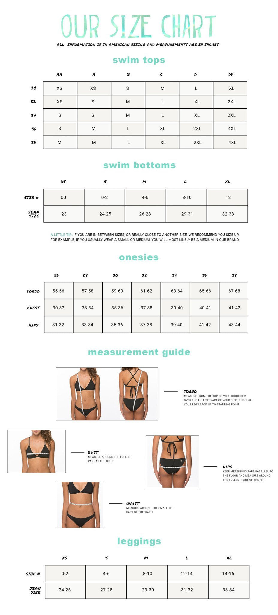 Jolyn Size Chart