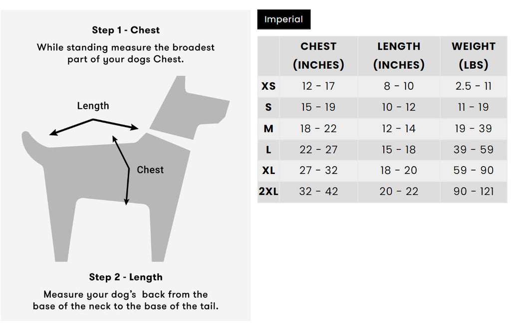 dog life jacket size chart