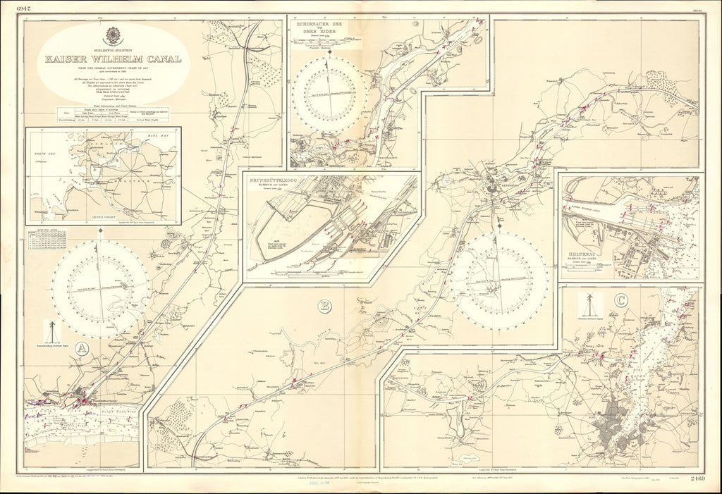 Admiralty Chart Nº 2469 Kaiser Wilhelm Canal, Published 1920