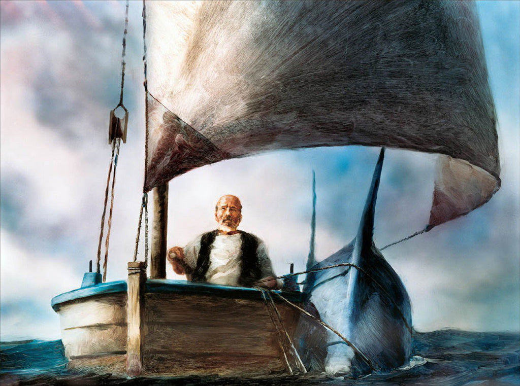 Fotograma de una de las 20.000 pinturas sobre cristal que componen el cortometraje «El viejo y el mar» de 1999