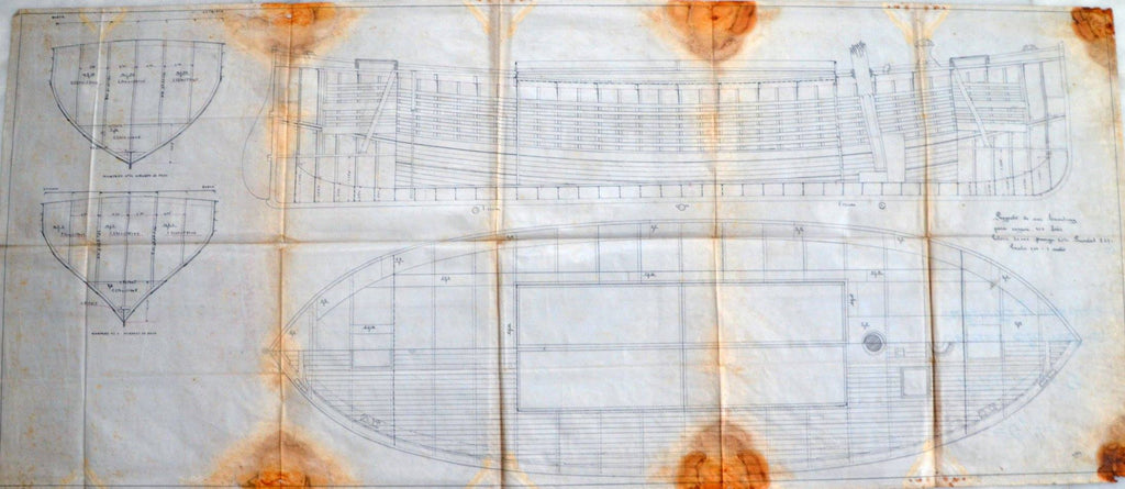 Planos de un candray construido en el astillero Real Arsenal de la Carraca, hoy Navantia