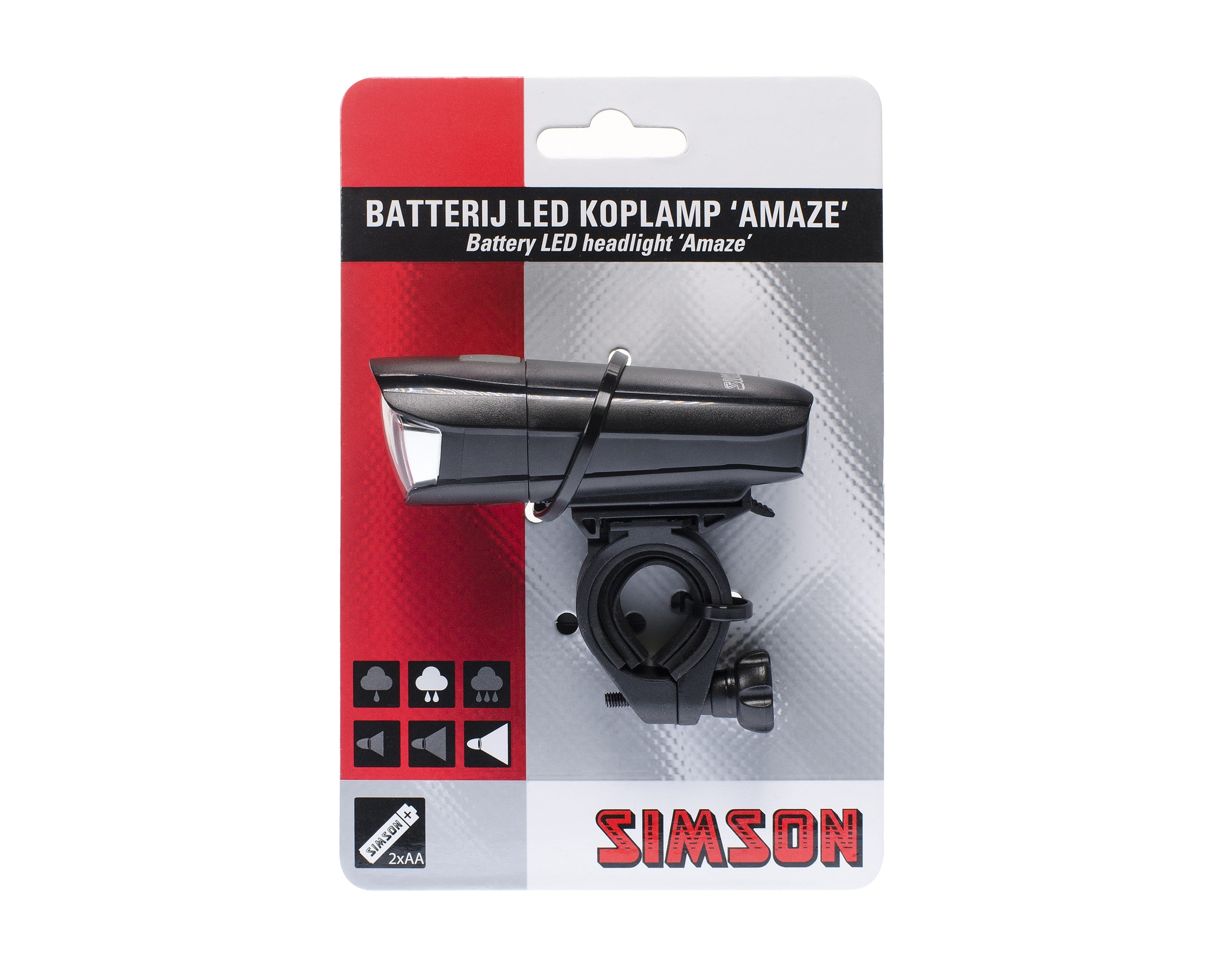 Se Simson 'Amaze' LED Batterifrontlygte 25 LUX hos Cykelsadlen.DK