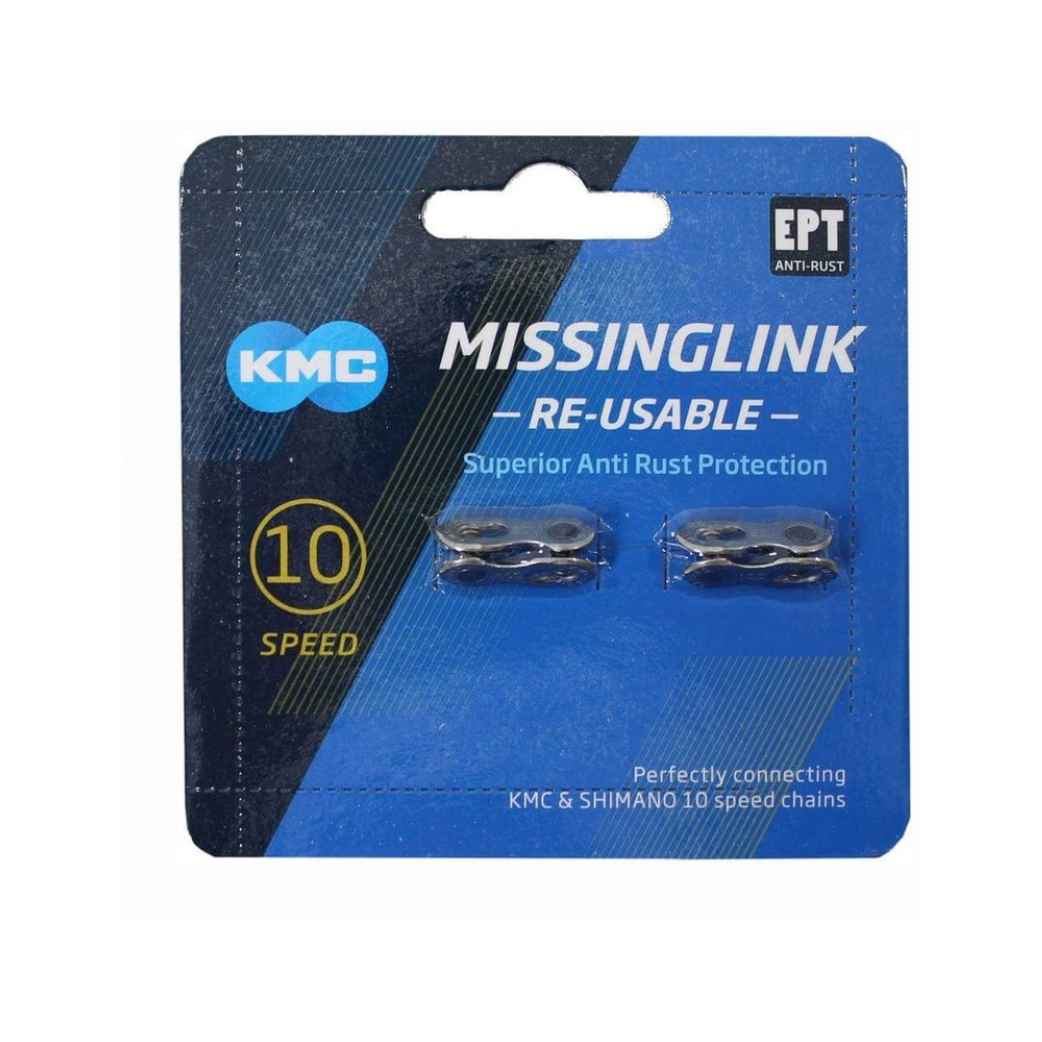 Se KMC Missing Link - samleled 2 stk til 10 gears kæde Sølv - Til kæde X10L og X10SL hos Cykelsadlen.DK