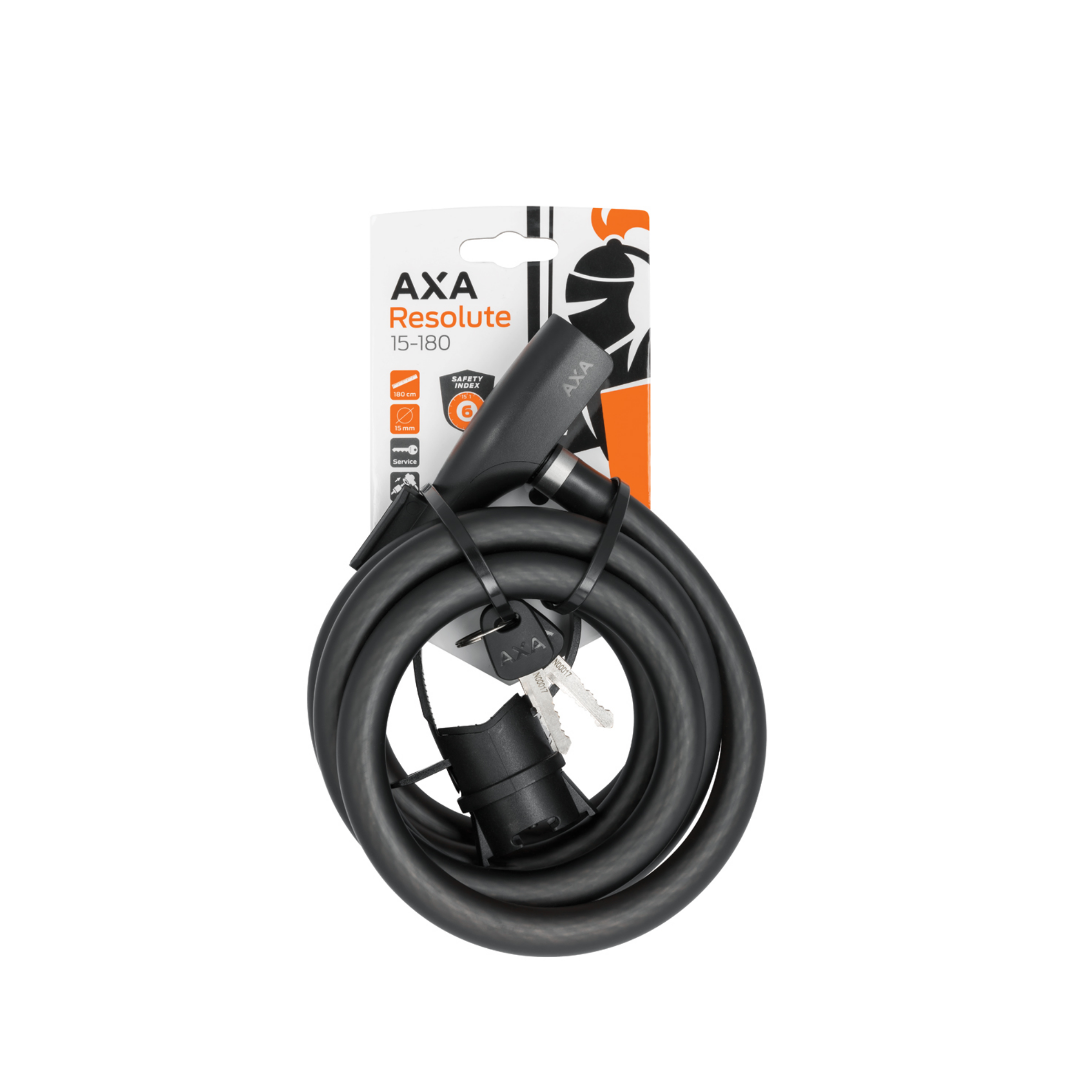 Se AXA Resolute 15-180 - Spirallås med nøgle - 180 cm - Sort hos Cykelsadlen.DK
