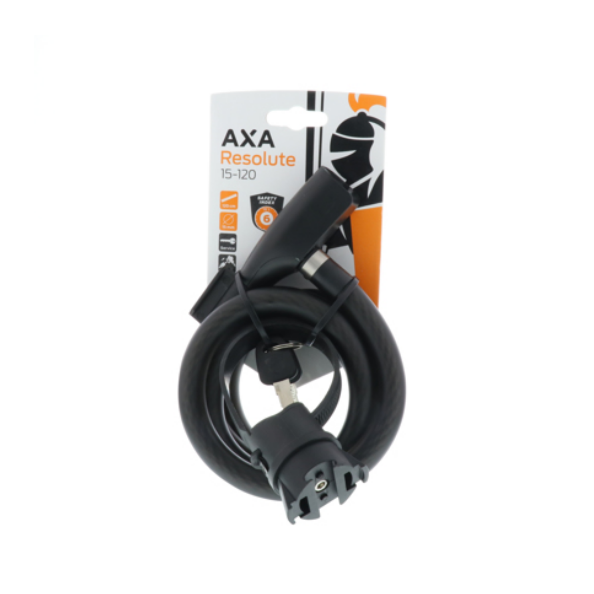 Se AXA Resolute 15-120 - Spirallås med nøgle - 120 cm - Sort hos Cykelsadlen.DK