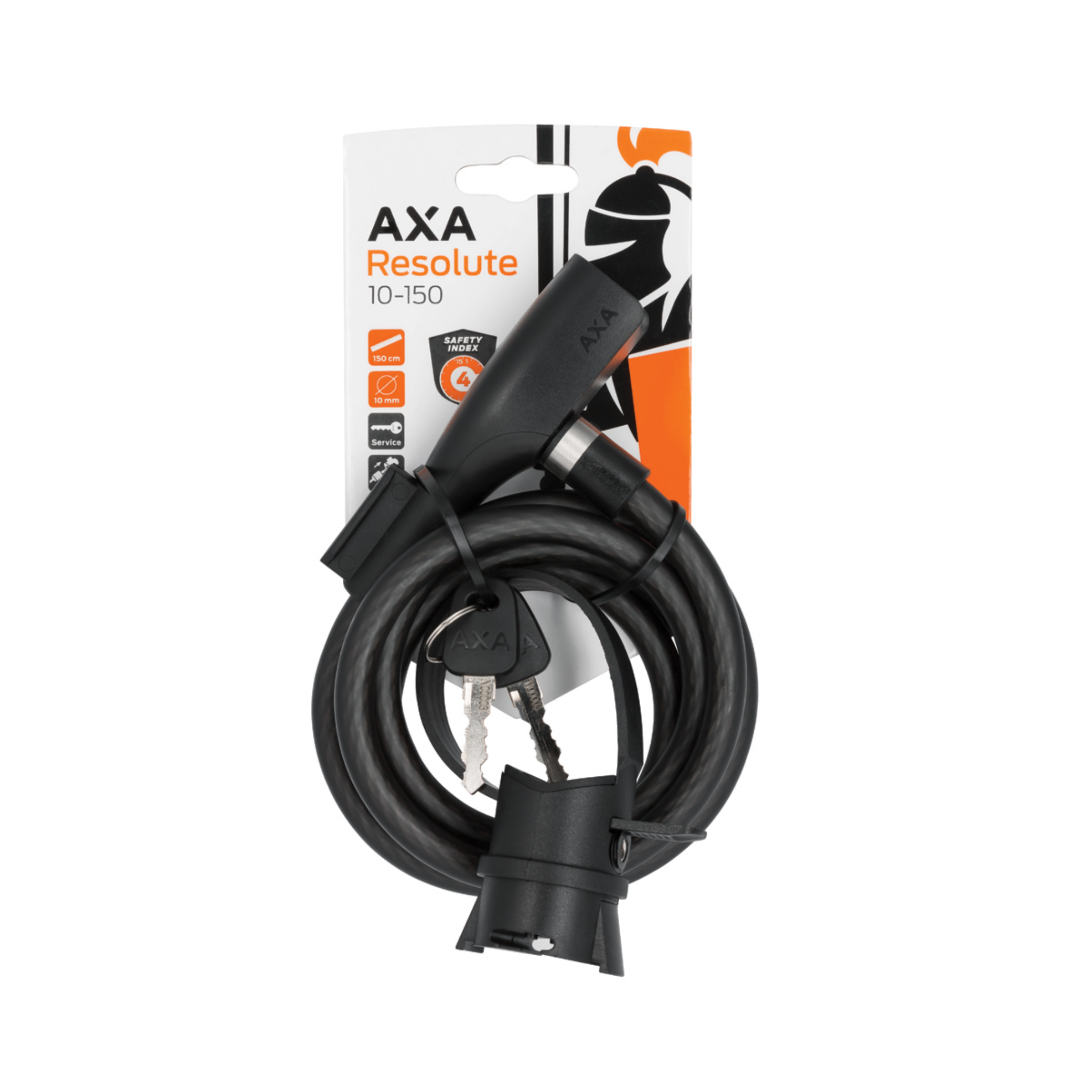 Se AXA Resolute 10-150 - Spirallås med nøgle - 150 cm - Sort hos Cykelsadlen.DK