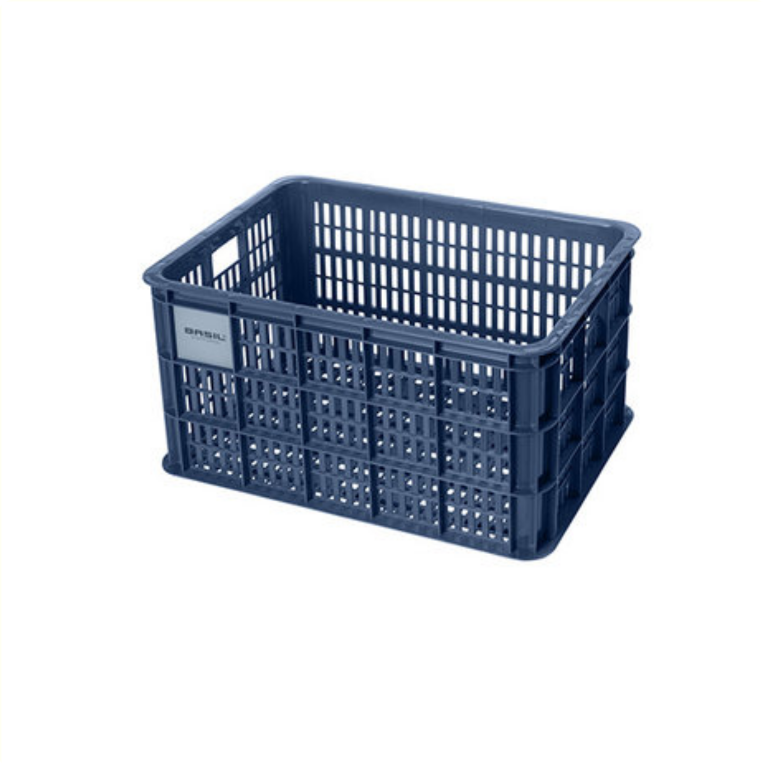 Se Basil Crate M - Plast kurv til MIK - Til opbevaring eller bagagebærer - Blå - 95% recycled material hos Cykelsadlen.DK