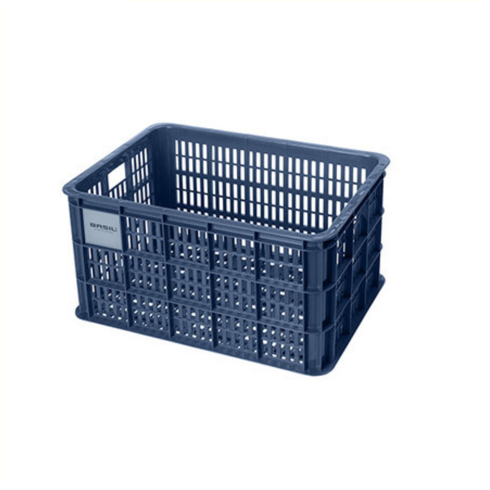 Se Basil Crate L - Plast kurv - Til opbevaring eller bagagebærer - Blå - 95% recycled material hos Cykelsadlen.DK