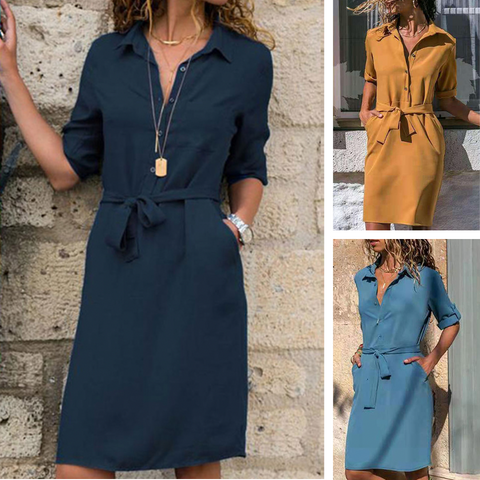 Three Quarter Sleeve Spring Dress™ - Feminin stil – Joba Fashion