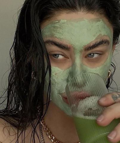 woman with face mask on