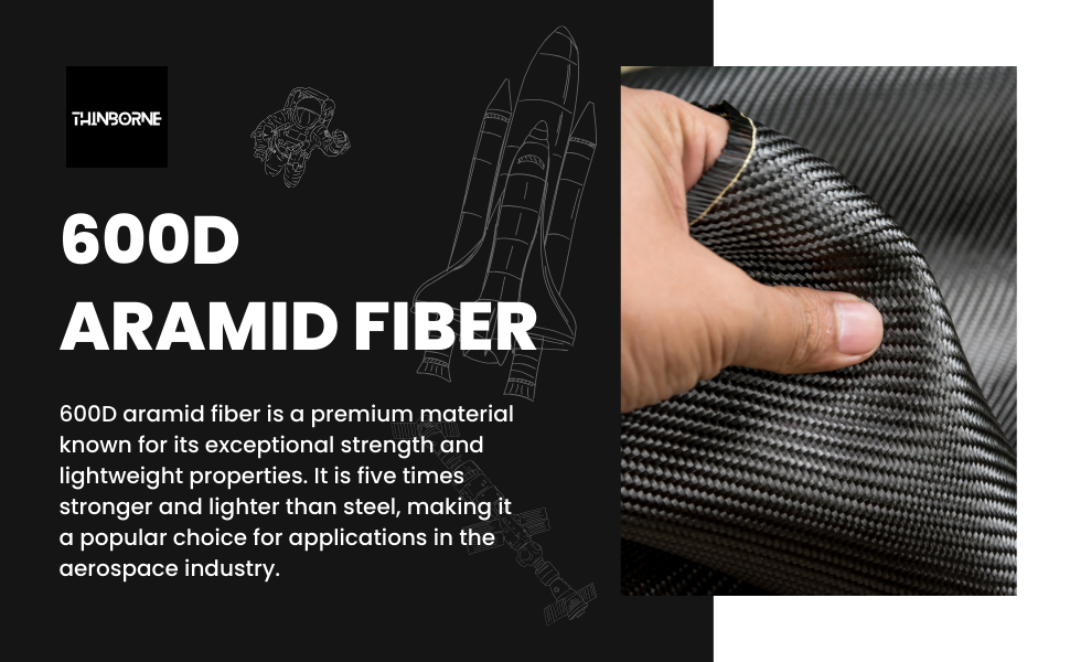 showing the 600d aramid fiber is a premium materials that used a lot in aerospace industry.