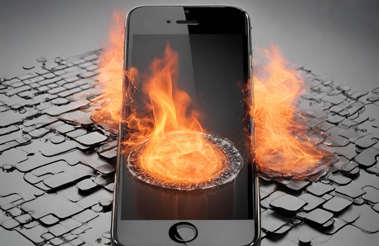 an iPhone 15 on fire, imply it is overheating