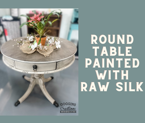 Round Table with Drawer painted with Fusion Mineral Paint: Raw Silk