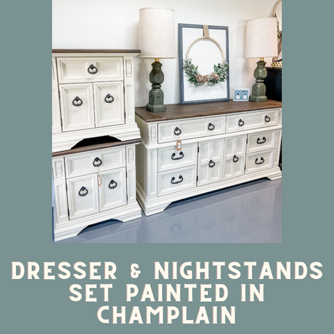 Dresser and Nightstands Set Painted in Champlain