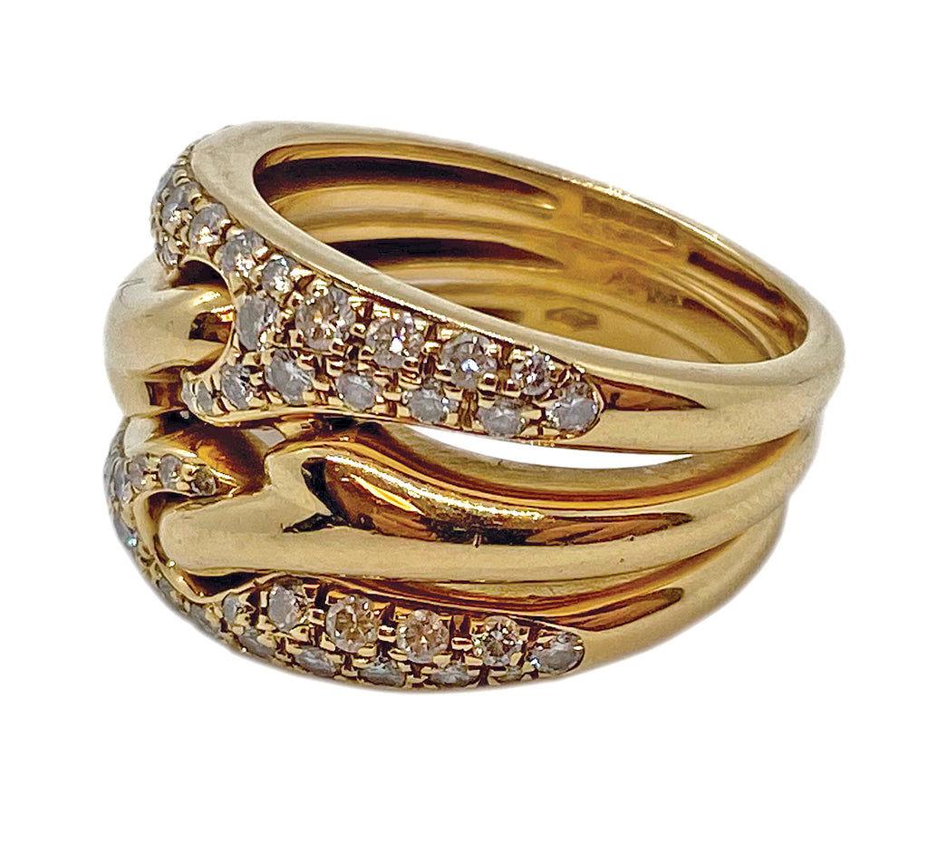 Bulgari Gold Diamond Three Band Ring – Stanley Michael Distinguished Jewels